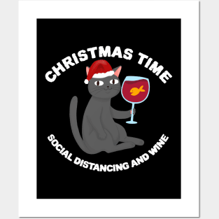 Christmas Time Social Distancing And Wine Posters and Art